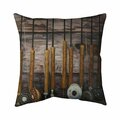 Begin Home Decor 26 x 26 in. Fishing Rods on Wood-Double Sided Print Indoor Pillow 5541-2626-SL7
